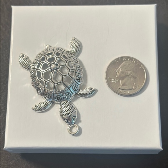 NWOT Silver Open Cuora Trifasciata Sea Turtle Large Charm Pendant for Necklace - Picture 5 of 6